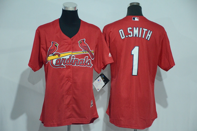 Womens 2017 MLB St. Louis Cardinals #1 O.Smith Red Jerseys